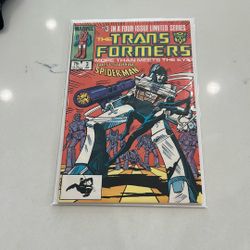 Transformers #3 (Marvel 1985) Spiderman Black Suit Crossover, 1 Staple, Manufacturing Error, VF
