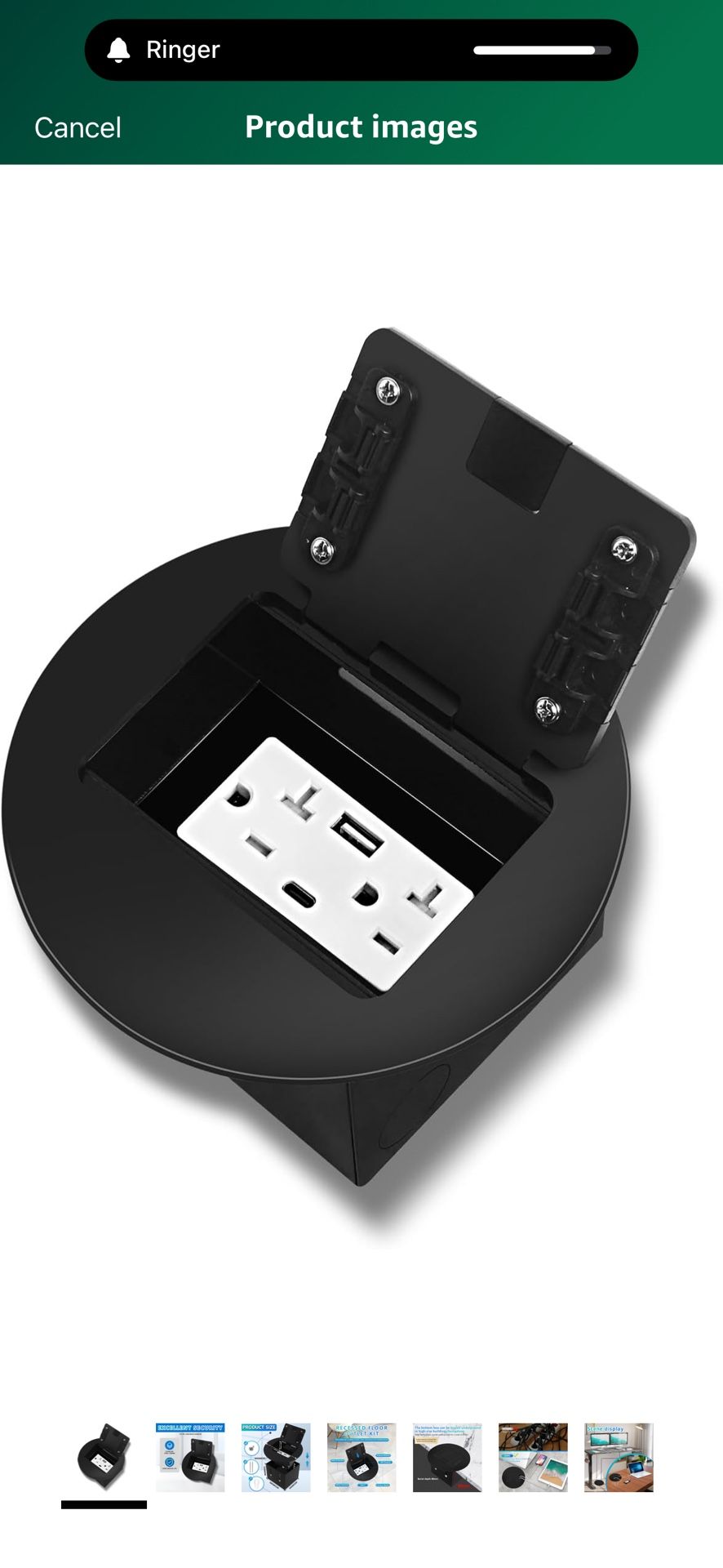 KYHSHJ Recessed Circular Floor Socket Kit with 2 * 20A Receptacle，4.8A 1 USB-A Ports &1 USB-C Port，Corrosive Resistant Hardware,Black