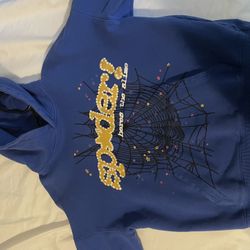 sp5der Hoodie Blue And Yellow 