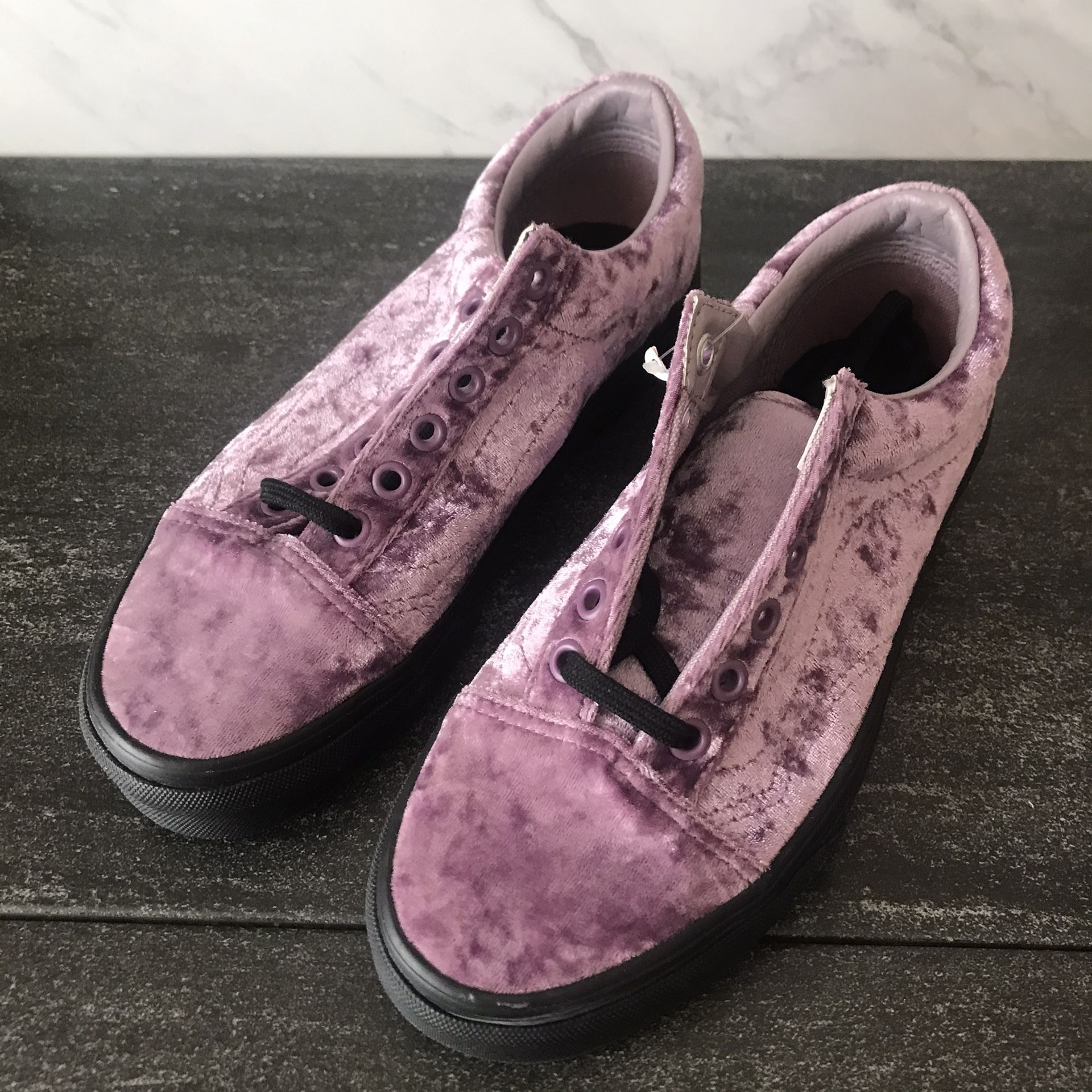 NEW Vans Old Skool Velvet Sea Fog Sneakers