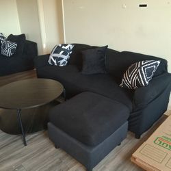 sectional sofa with a matching ottoman. 