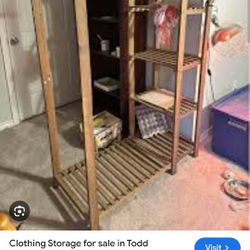 Wardrobe Garment Rack Closet Wood Shelves Shoes