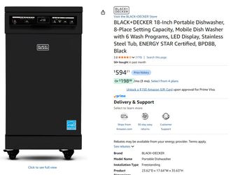 18 inch Black and Decker Portable Dishwasher