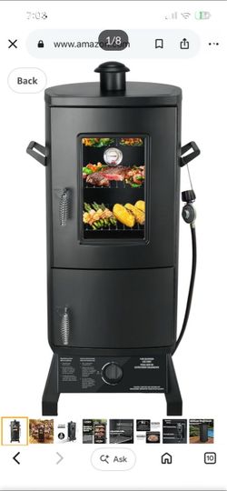 Vertical Propane Gas Smoker with Cover – Heavy Duty Outdoor BBQ Smoker Grill, 3 Removable Racks, Wood Chip Box & Water Pan