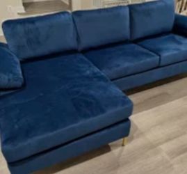 Velvet Blue 3 Piece Sofa Set 