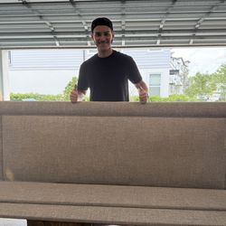 King Bed Frame Gray Fabric