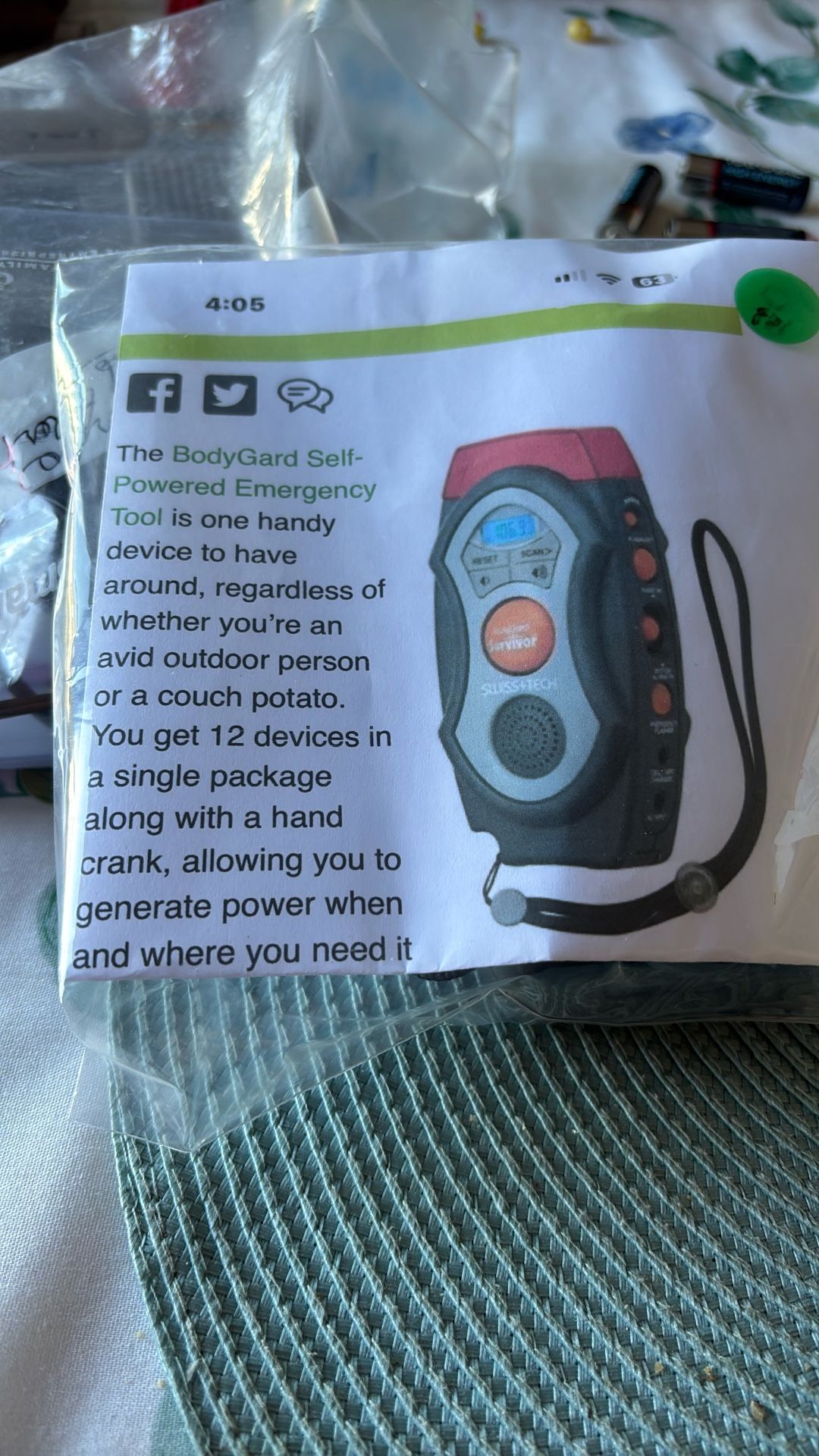 The bodyguard Self Powered Emergency Tool