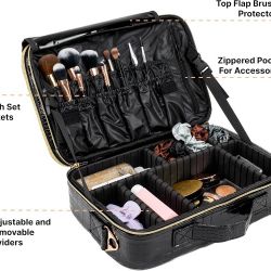 New Makeup Train Case/Travel Cosmetic Organizer Bag/Brush Storage/Toiletries Etc