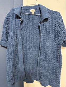 J Crew cable knit button up short sleeve