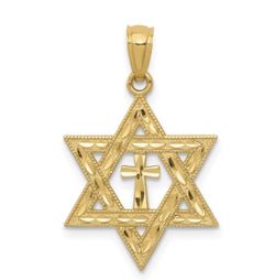 C3740 14K Diamond cut Star of David Cross pendant LOW STOCK!