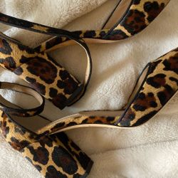 ANTONIO MELANI Leopard Calf Hair Pointed Toe Heels