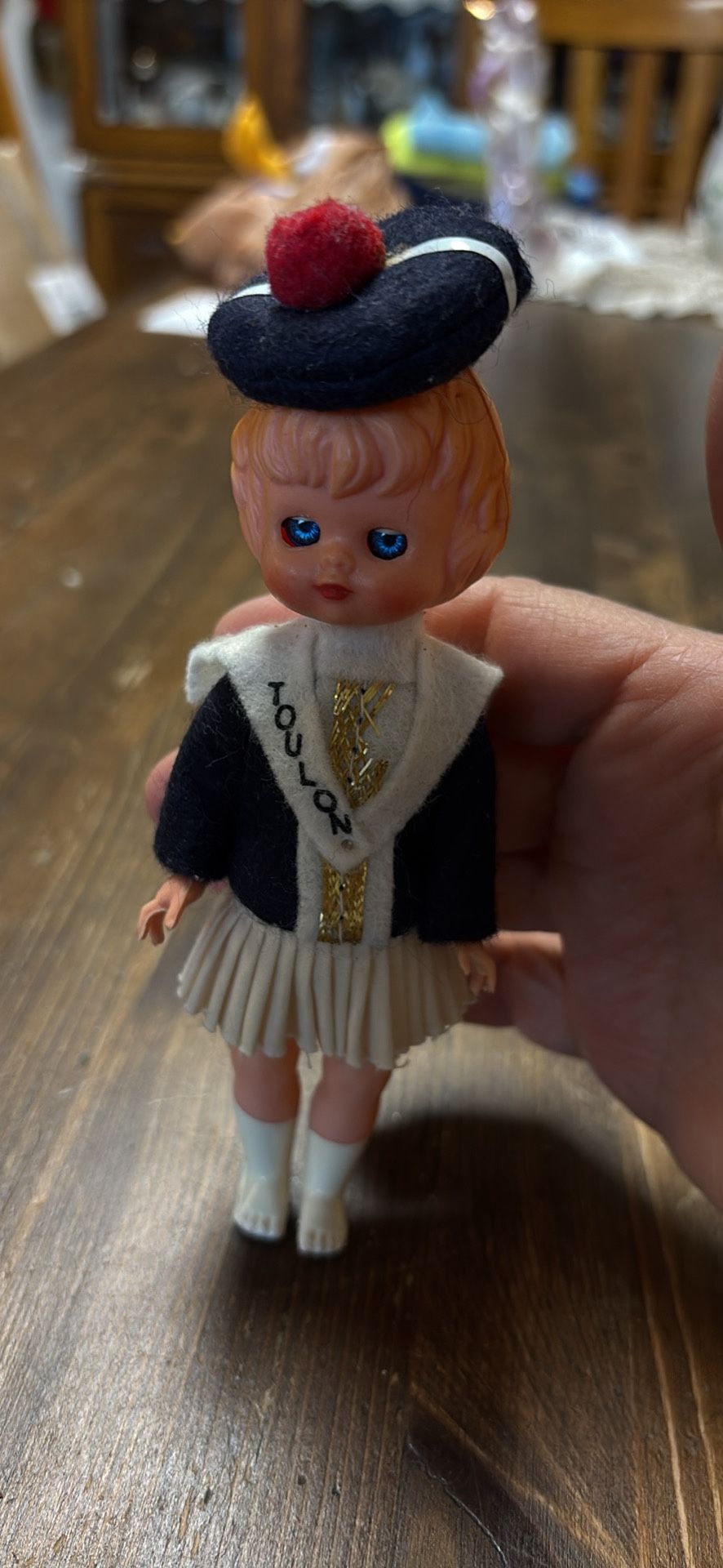 Vintage 1960s 1970s 5.5” Plastic Souvenir Doll Toulon France Poseable