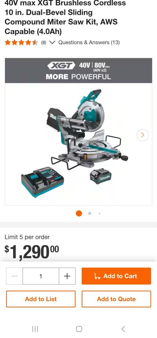 Makita 10in Dual Bevel Miter Saw