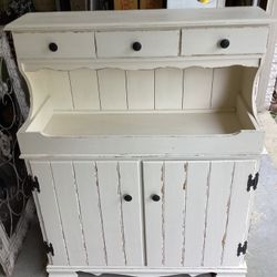 2 piece dry sink off white all wood 15 deep-37 wide- 45.75 tall solid / sturdy ..3 drawers - 2 doors opens to a shelf ,plenty of storage.