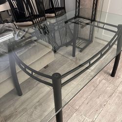 Glass Dining Set: 4 Chairs, Table And Bench