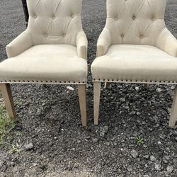 Tufted Oatmeal Color Chairs
