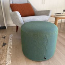 Round Green Ottoman – Firm & Supportive Pouf – Extra Seat, Footrest or Accent Piece (Dark Blue Available)