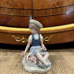Real Lladro “ With Wild Flowers “ Figurine  
