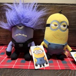 Despicable Me 2 Minion Plush Set: One-Eyed Purple Evil Minion and Two-Eyed Kevin