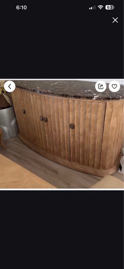 Wood Sideboard Buffet with Marble Top