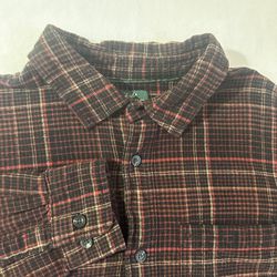 Woolrich Mens Large Red Plaid 100% Cotton Flannel Long Sleeve Button Down Shirt