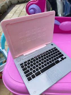 Kids Toy Laptop Pink and White
