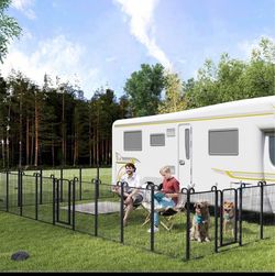 Dog Playpen Outdoor 16 Piece Panels Heavy Duty Dog Fence 40" Height Anti-Rust with Doors Portable for RV Camping Yard, Total 36FT, 102 Sq.ft, Snowy Bl