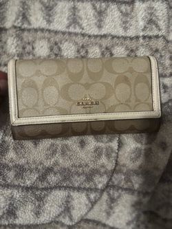 COACH Slim Trifold Wallet in Signature Coated Canvas (Style 91585)