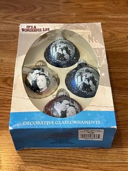 Vintage "It's A Wonderful Life" Glass Ornament Set Of 4 - Krebs/Enesco with Box