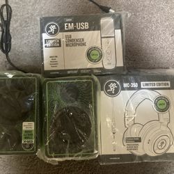 Mackie EM-USB Microphone, MC-350 Pro Headphones, & CR3-X Speakers. Limited Green Edition!