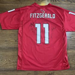 7 Arizona Cardinals 2014 Autographs On A Larry Fitzgerald Jersey - Youth Large