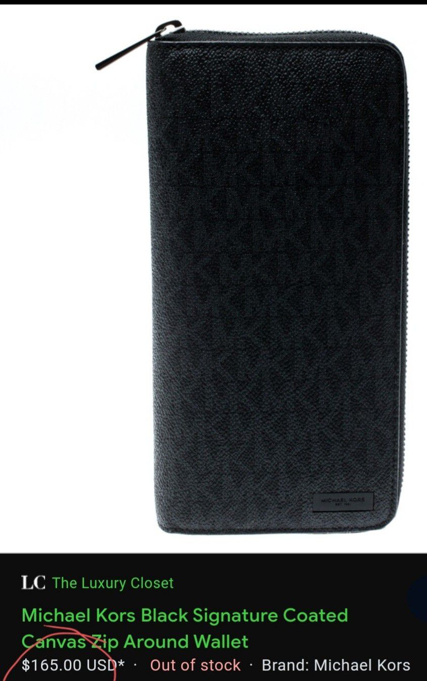 Gently Used Michael Kors Black Signature Coated Canvas Wallet 