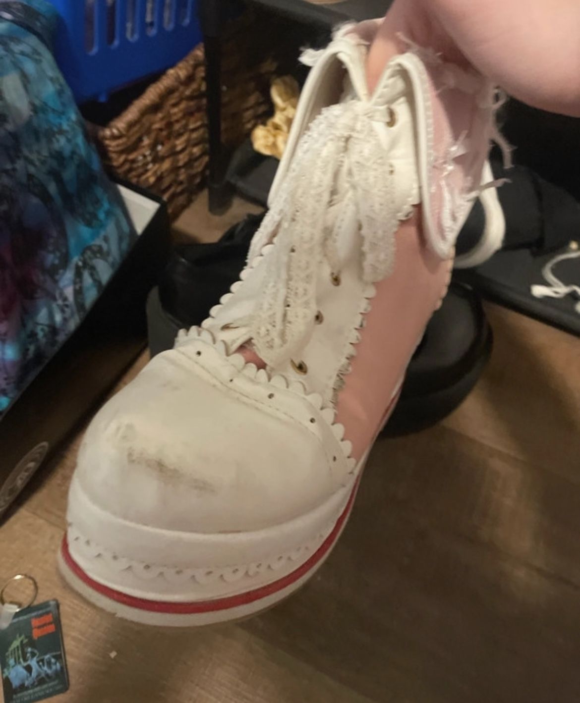 Pink Laced Boots Heels Ankle Cute Kawaii