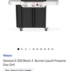 Weber Genesis E-330 Black 3 -Burner Liquid Propane Gas Grill Brand New