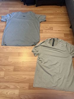 Under Armour Shirt + lululemon Men’s L Gray/Beige SS Crew Neck T-Shirt Lot *New*