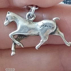 Vtg.Solid Sterling Silver " Running Horse" Charm