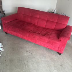 Red Sleeper Sofa & Red Rug 