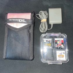 Nintendo DS Pink Bundle With Games & Charger