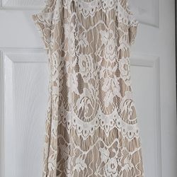 The Vintage Shop - White/Beige floral lace bodycon dress