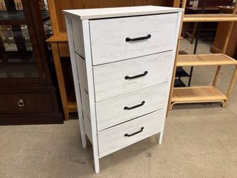 White Veneer 4 Fabric Drawer Petite Dresser