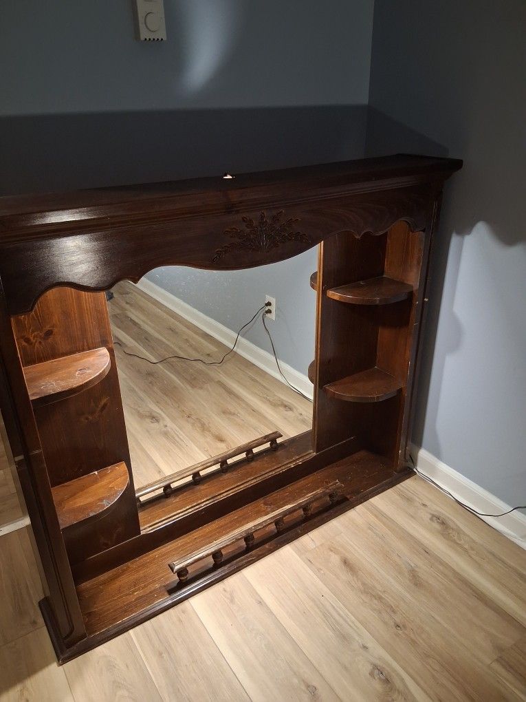 Handmade Dresser Top Hutch With Light And Mirror (Pick Up Only)