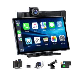 new Wireless Carplay & Android Auto with 4K Dash Cam, 9 Inch Portable Apple Carplay Screen with 1080p Backup Camera, Car Audio Receivers with GPS Navi