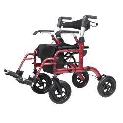 ELENKER All-Terrain 2 in 1 Rollator Walker & Transport Chair, Folding Wheelchair with All 10” Wheels for Seniors, Reversible Backrest & Detachable Foo
