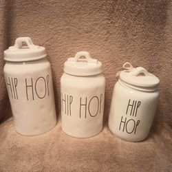 Rae Dunn "YOU CHOOSE" HIP HOP Canisters White in Brand New condition.
