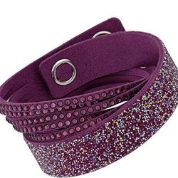 Swarovski Slake Duo Crystal Bracelet Purple Soft Wrap Adjustable