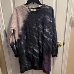 Purple Tie Dye Long Sweater OR DRESS NO COMMENT LARGE 
