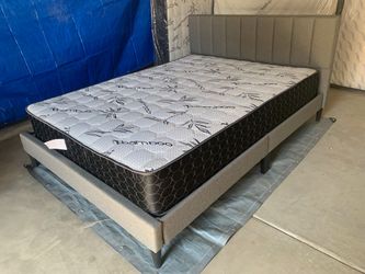 Queen Gray Bed With Nice 10” Mattress Included 📍 