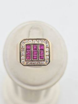14k gold diamond and ruby men's ring