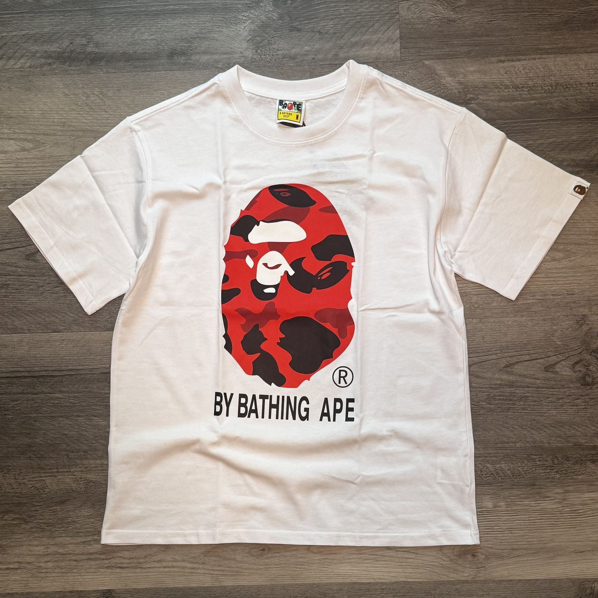 Y2K BAPE White And red camo ape tee