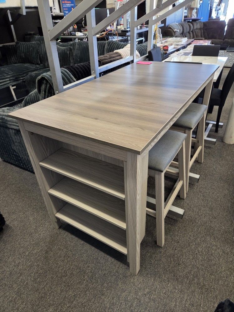 New Dining Set Counter Height Side Shelves & 4 Stools From $379 Now $279